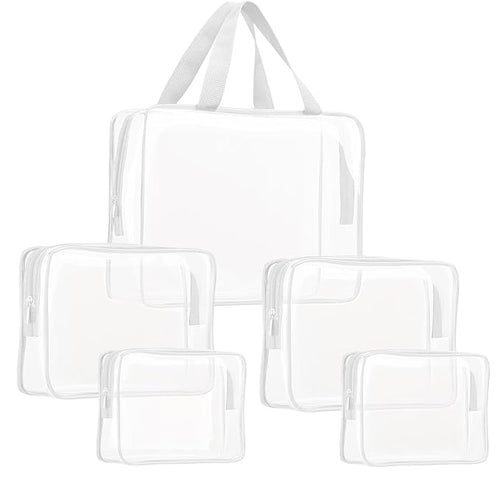 5Pcs Crystal Clear PVC Travel Toiletry Bag Kit by ROYBENS