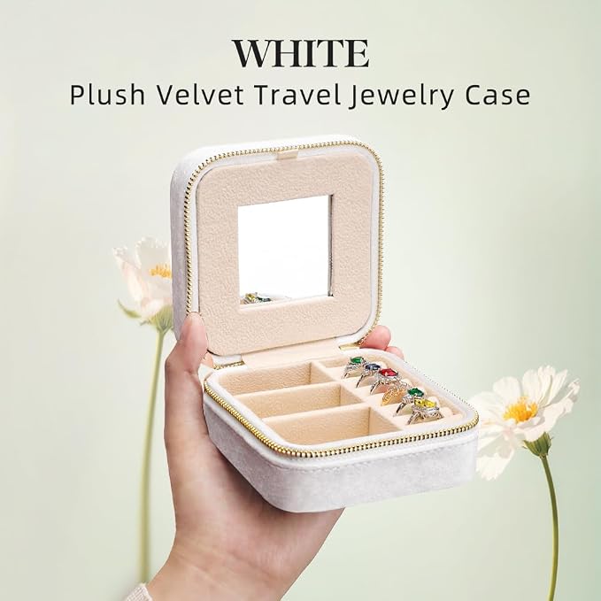 TAIMY Travel Jewelry Case, Small Plush Velvet Travel Jewelry organizer - Image 2