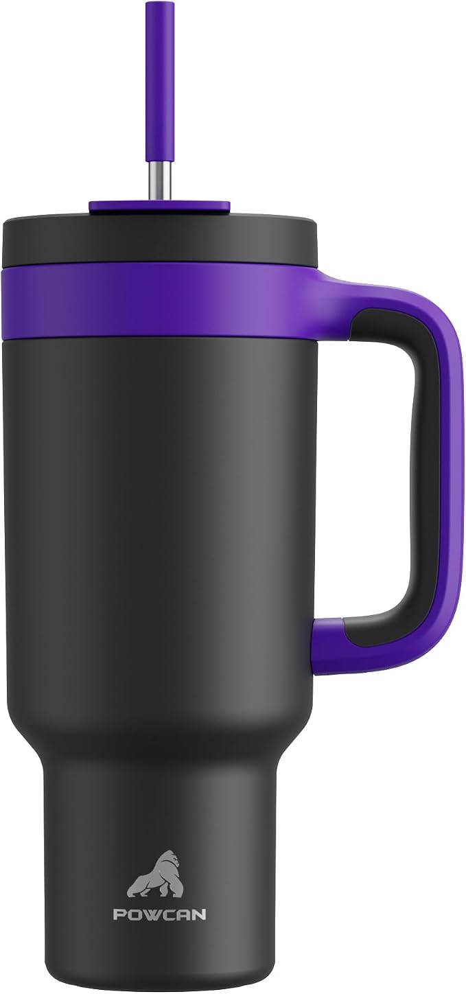 40 oz Tumbler with Handle, 2-in-1 Straw and Sip Lid, Dishwasher Safe, Insulated by POWCAN