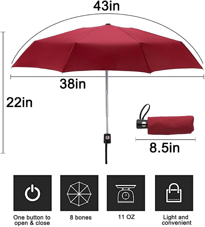 Goothdurs Automatic Mini Travel Windproof Umbrella Compact Auto Open/Close - Image 2