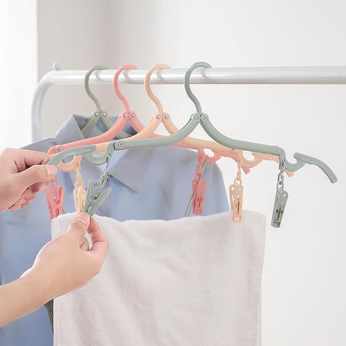 24 Pcs Travel Hangers with 48 Pcs Clips, Portable Folding Clothes Hangers - Image 9