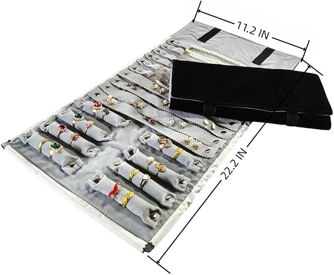 Velvet Travel Jewelry Case Roll Bag Organizer - Image 7