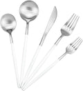 Gugrida 5-Piece Matte Silver Stainless Steel Satin Finish Flatware Set by Gugrida