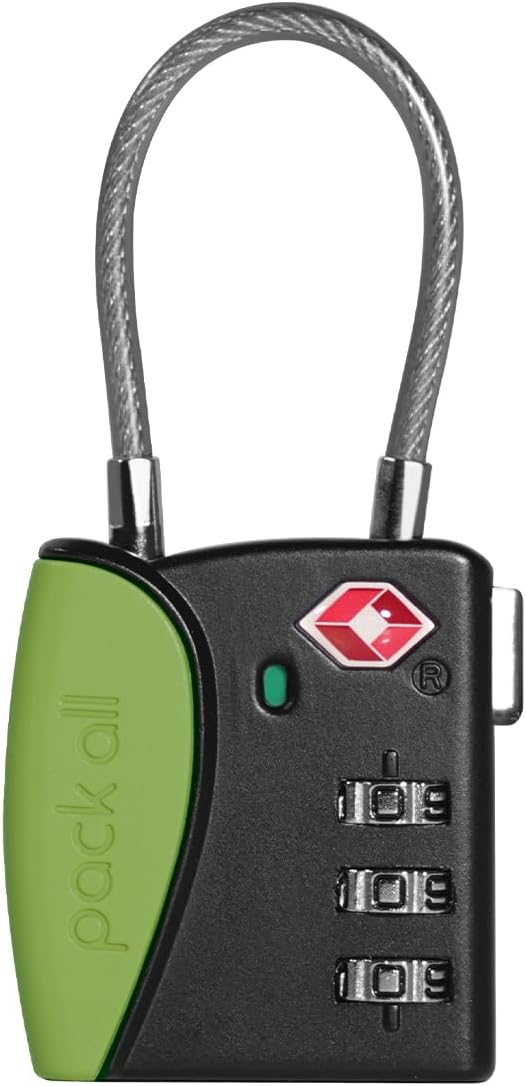 pack all TSA Approved Cable Luggage Locks, 3 Digit Combination Padlocks by packall