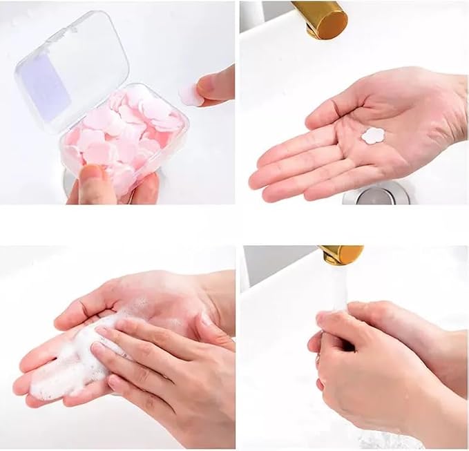 3 Boxes 300Pcs Portable Hand Washing Soap Sheets, Different Scented Mini Petal - Image 2