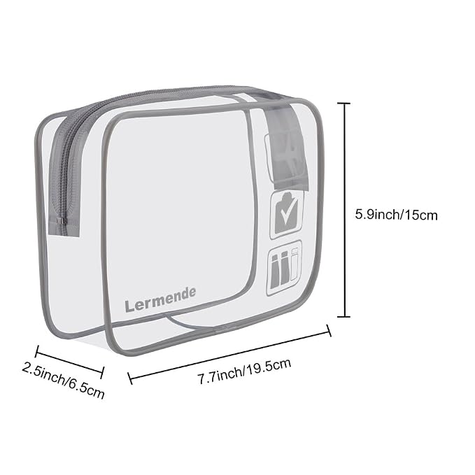 Lermende 2pcs Clear Toiletry Bag TSA Approved Travel Bag, Carry On - Image 4
