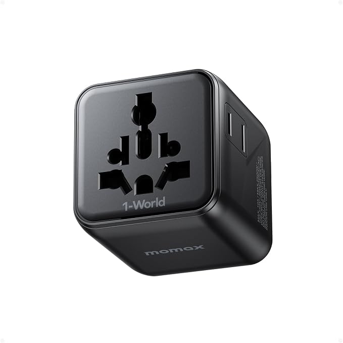 MOMAX Mini Universal Travel Adapter Worldwide, 2 AC, All European Travel Plug by MOMAX