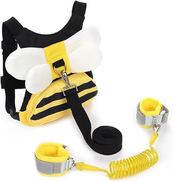 PandaEar 3 in 1 Toddler Harness Leashes + Anti Lost Wrist Link, Kids Bee Safety by PandaEar