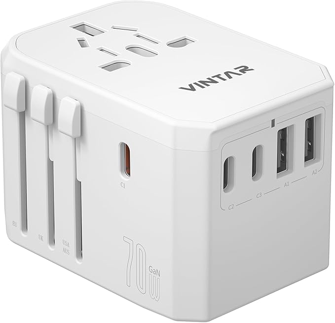 Universal Travel Adapter, VINTAR 70W GaN International Power Adapter by VINTAR