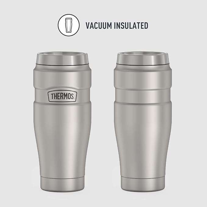 THERMOS Stainless King Travel Tumbler, 16 Ounce, Vacuum-Insulated | Matte Steel - Image 2