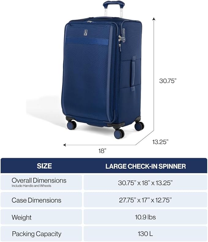 Travelpro VersaPack+ Lightweight Softside Expandable Checked Luggage, 8 Spinner - Image 2