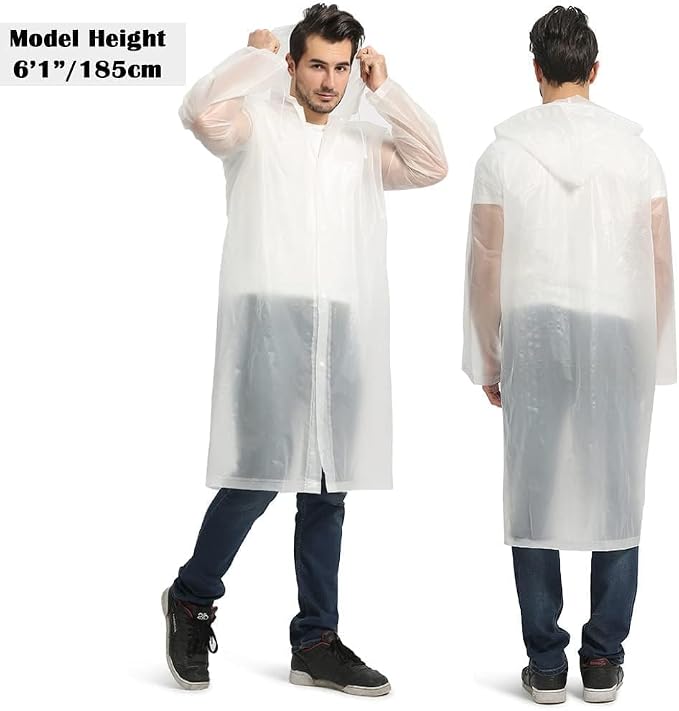 Opret 2 Pack Raincoats for Adults Reusable, EVA Rain Ponchos Lightweight Rain - Image 5