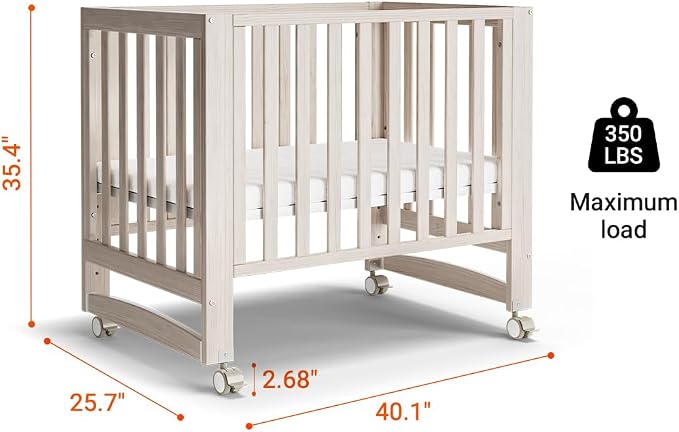 EvoNest Baby Crib, 6 in 1 Convertible Mini Crib - Image 7