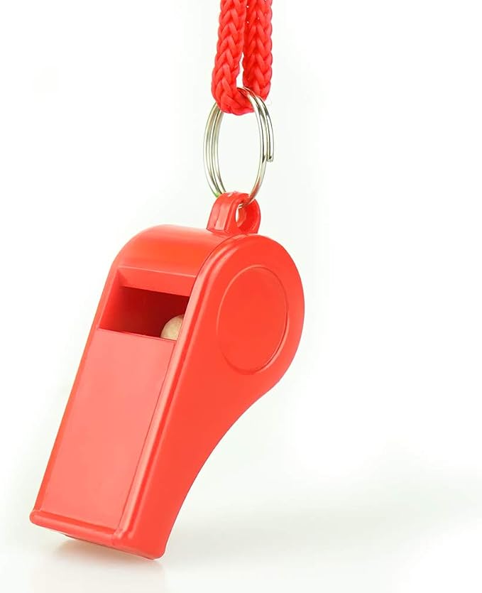 Red Emergency Whistles with Lanyard, Loud Crisp Sound, 2 Packs Plastic Whistles - Image 5