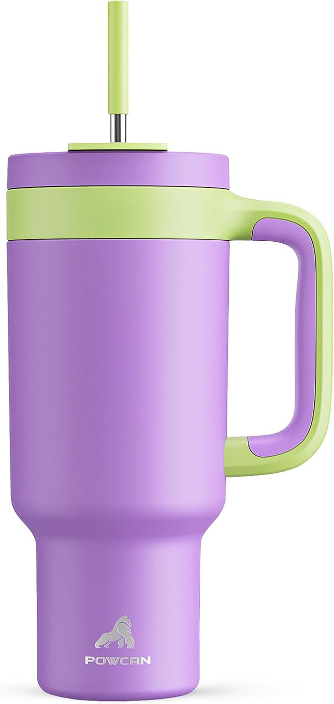 POWCAN 40 oz Tumbler with Handle, 2-in-1 Straw and Sip Lid, Dishwasher Safe by POWCAN