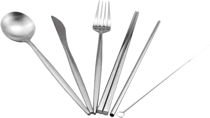 Gugrida Reusable Travel Utensils, 7 Pieces Portable 18/10 Stainless Steel - Image 6