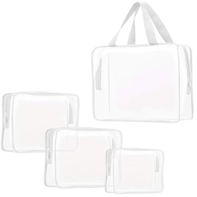 4Pcs Crystal Clear PVC Travel Toiletry Bag Kit by ROYBENS