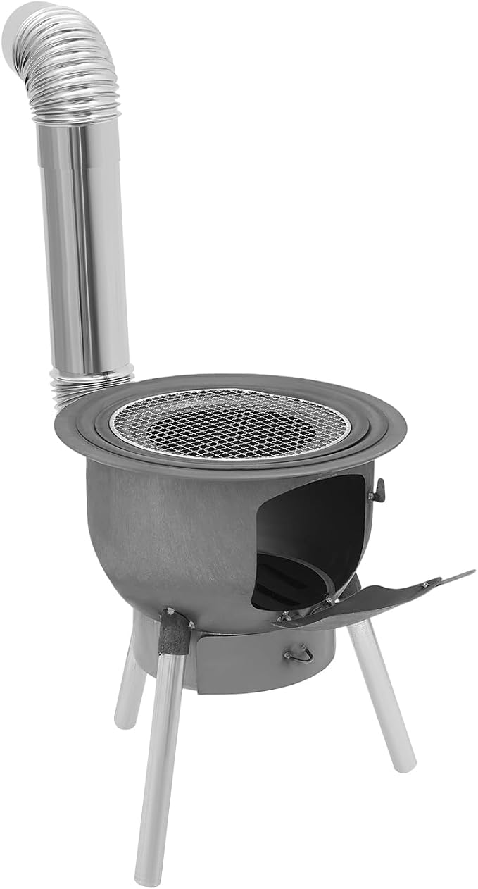 Camping Stove, Wood Burning Stove, Portable Grill Barbecue Cooking Grate and - Image 6