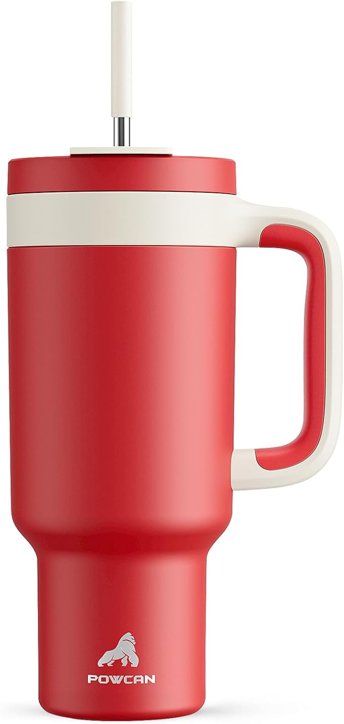 POWCAN 40 oz Tumbler with Handle, 2-in-1 Straw and Sip Lid, Dishwasher Safe by POWCAN