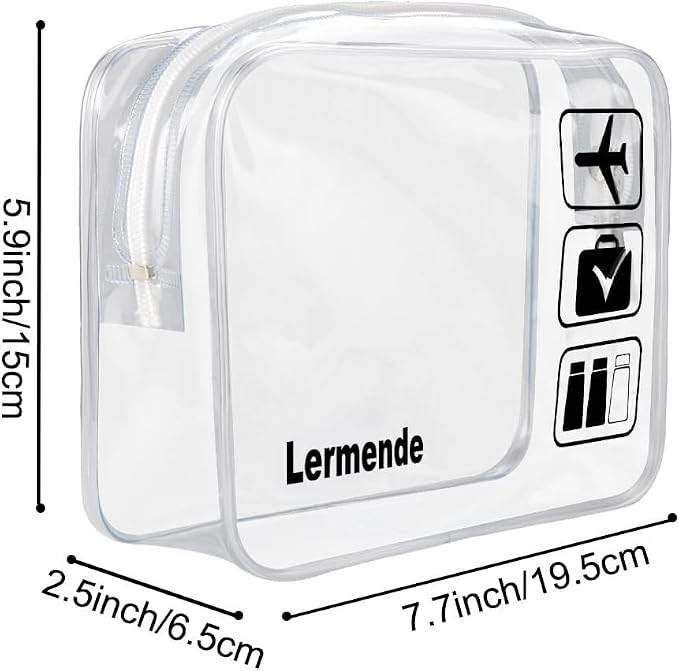 Lermende 2pcs Clear Toiletry Bag TSA Approved Travel Bag, Carry On - Image 2