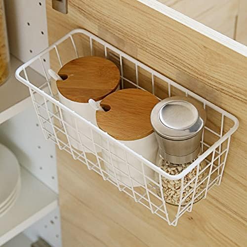 2 Set LeleCAT Hanging Wall Basket Organizer Over the Cabinet Door Adhesive Wire - Image 4