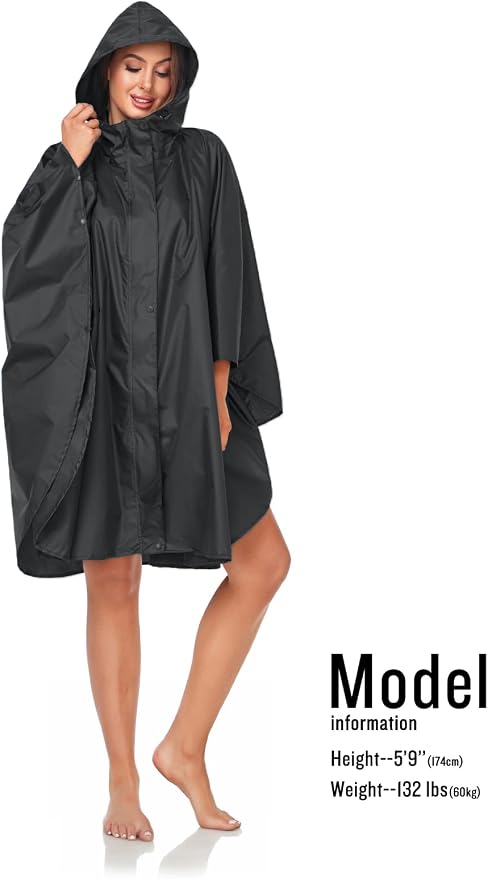 SaphiRose Unisex Rain Poncho Hooded Waterproof Raincoat - Image 4
