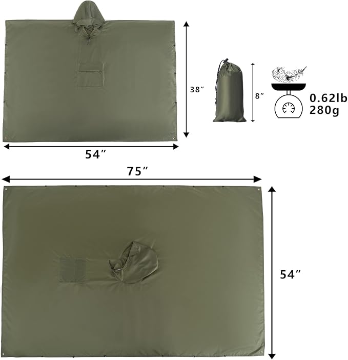 salamra Hooded Rain Poncho Waterproof Raincoat Jacket - Image 2