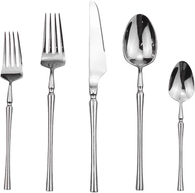 Gugrida 20 piece Silver Flatware Set 304 Stainless Steel Fork Spoon Cutlery - Image 3