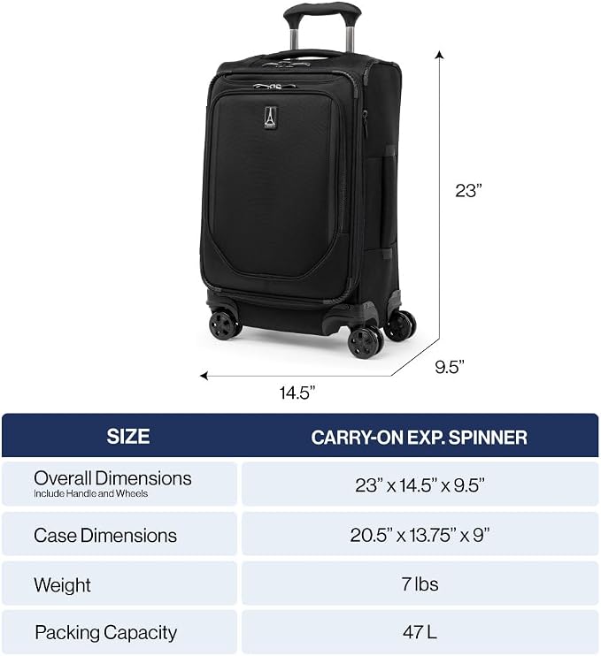 Travelpro Crew Classic Lightweight Softside Expandable Carry on Luggage - Image 6