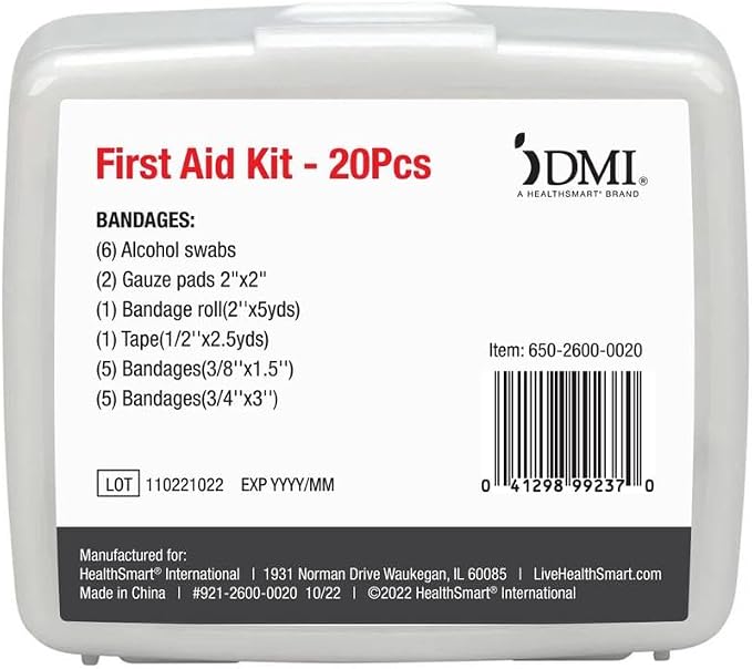 DMI First-Aid Kit, Mini 20-Piece Kit, Small and Compact All-Purpose Use - Image 4