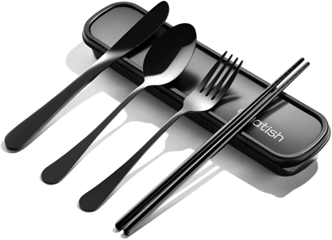 Travel Utensils with Case, Quatish Portable Silverware Set by Quatish