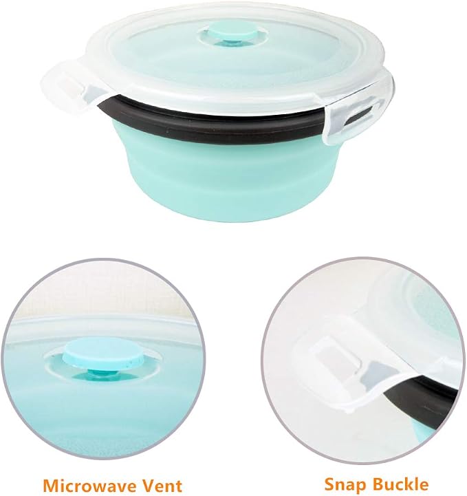 CARTINTS Blue Silicone Collapsible Food Storage Containers-Prep/Storage Bowls - Image 7
