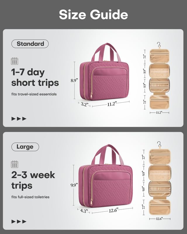 HOTOR Travel Toiletry Bag for Women & Men, Waterproof Makeup Bag - Image 4