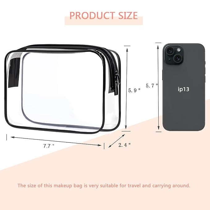 Clear Toiletry Bag, 3 Packs TSA Approved Water resistant Travel Organizer - Image 4