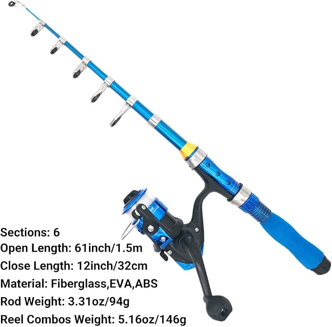 Kilitn Kids Fishing Rod, 1.5M 61Inch 4.92Ft Portable Telescopic Fishing Pole - Image 4
