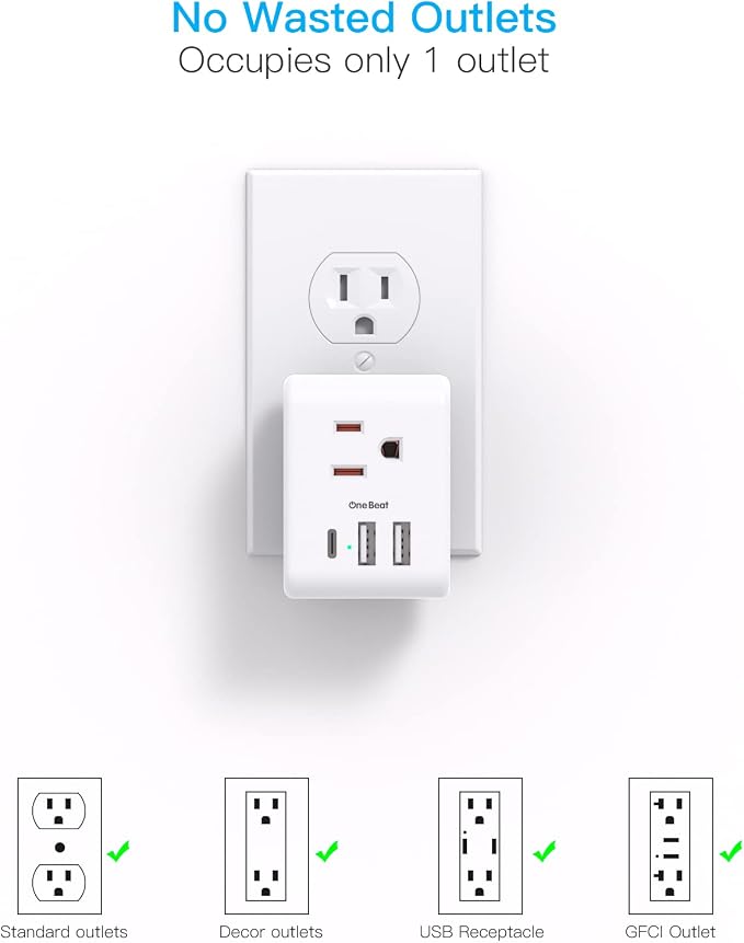 Multi Plug Outlet Extender, Power Strip Non Surge Protector Electric Outlet - Image 6