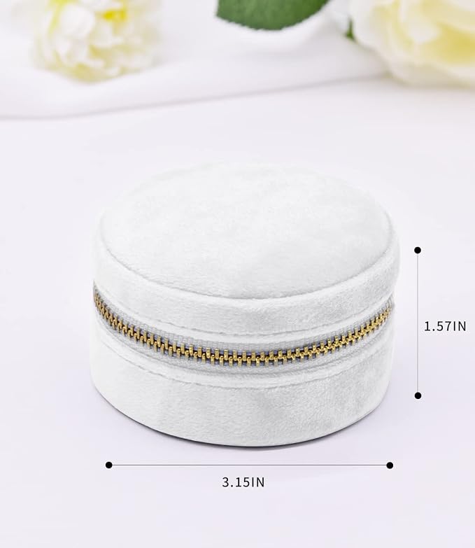 TAIMY Travel Jewelry Organizer, Small Round Velvet Travel Jewelry Case - Image 2
