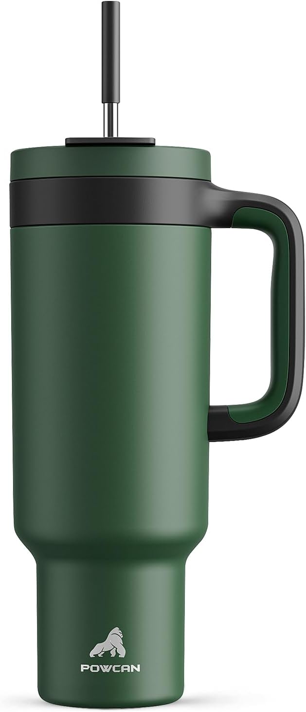 POWCAN 50 oz Tumbler with Handle, 2-in-1 Straw and Sip Lid, Dishwasher Safe by POWCAN