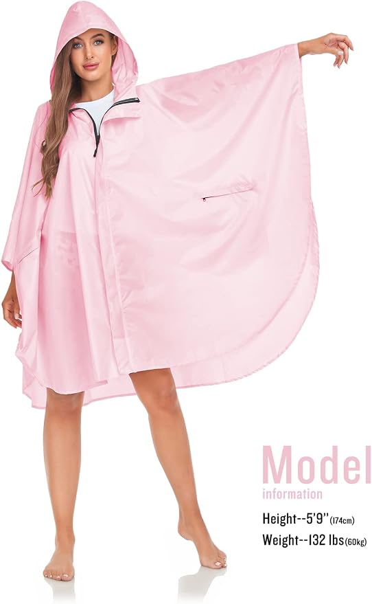 SaphiRose Unisex Rain Poncho Hooded Waterproof Raincoat - Image 4