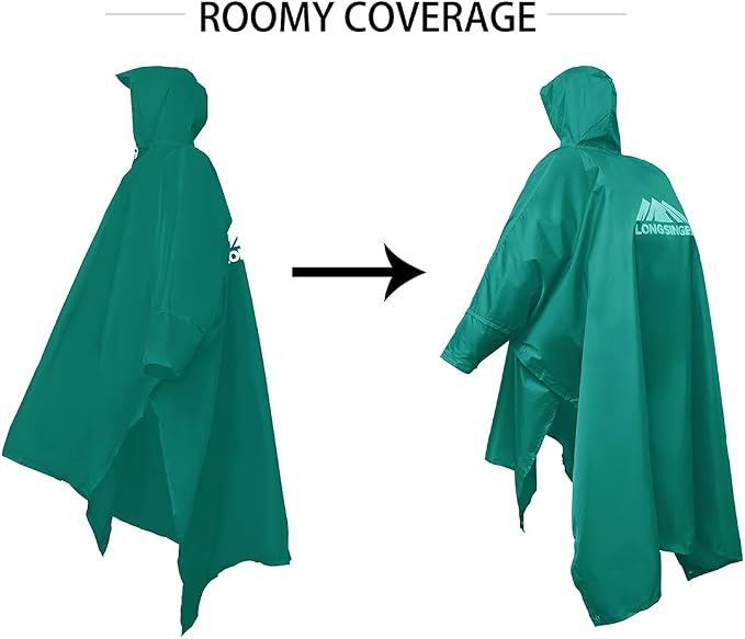 longsinger Rain Poncho for Adult, Waterproof Rain Poncho - Image 7