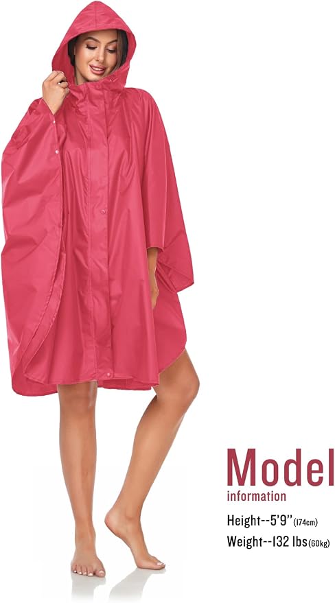 SaphiRose Unisex Rain Poncho Hooded Waterproof Raincoat - Image 4