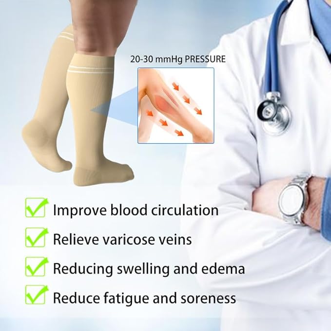 LEVSOX Compression Socks for Pregnant Women 20-30 mmHg Knee High Cute Funny - Image 6