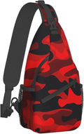 SUPLUCHOM Sling Bag Military Camouflake Camo Red Black Hiking Daypack Crossbody by SUPLUCHOM