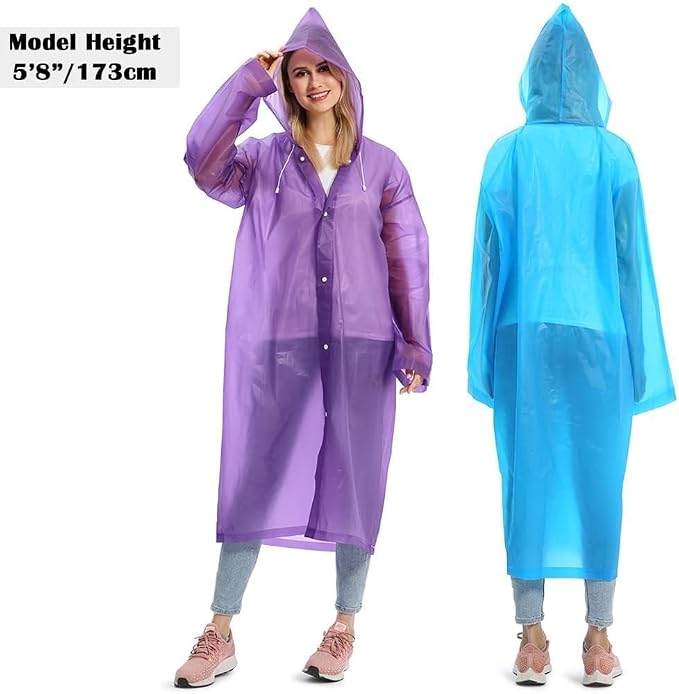 Opret 2 Pack Raincoats for Adults Reusable, EVA Rain Ponchos Lightweight Rain - Image 6