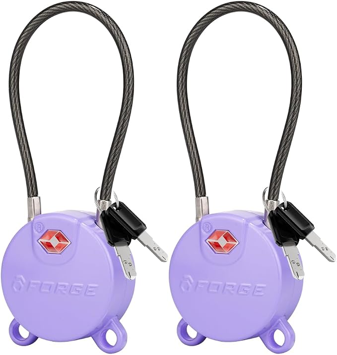 Forge TSA Approved Luggage Locks Ultra-Secure Dimple Key Locks, Cable Lock by Forge