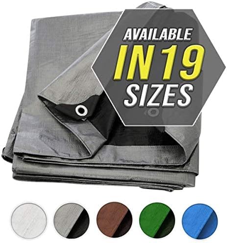 Tarp Cover 6X8 Silver/Black 2-Pack Extremely Heavy Duty 20 Mil Thick Material by Trademark+Supplies