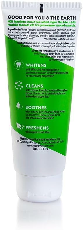 MOUTHWATCHERS Whitening Fluoride Free Naturally Sourced Toothpaste, 3 oz Tube - Image 2