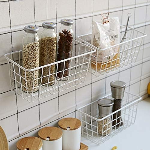 2 Set LeleCAT Hanging Wall Basket Organizer Over the Cabinet Door Adhesive Wire - Image 8
