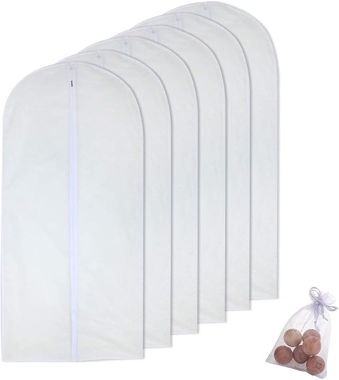 Garment Bag Covers 24'' x48'' Garment Bags White Breathable Full Zipper Dust by HomeClean
