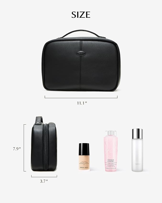 EACHY Toiletry Bag with Hanging Hook, Travel Makeup Bag PU Leather Cosmetic Bags - Image 6